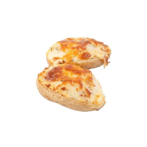 Russet potato filled with mashed potato, bacon and cheddar cheese. 2 per pack