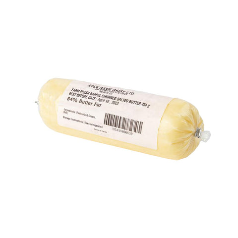 High butter fat at 84%. Usually butter fat percentage is 80%, the taste is creamier with more depth and flavour. Alberta's only family run dairy offering goat milk and Organic Jersey milk as well as local milk made products m(such as their butter). The Bos family have a long-standing foothold in the farming business, giving them the heart and soul to grow a successful, ethical dairy operation. All Rock Ridge butter is carefully barrel-churned to 84% butterfat. Barrel-Churned Kosher 1 lb
