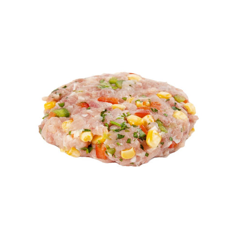 Handmade at Ribeyes, our poultry burgers are famous for not only the high quality ingredients but also being very fresh. We use a mixture on 70% white breast meat and 30% dark leg meat. Note: All poultry burgers have panko to help maintain shape when cooking. 7 oz each.
