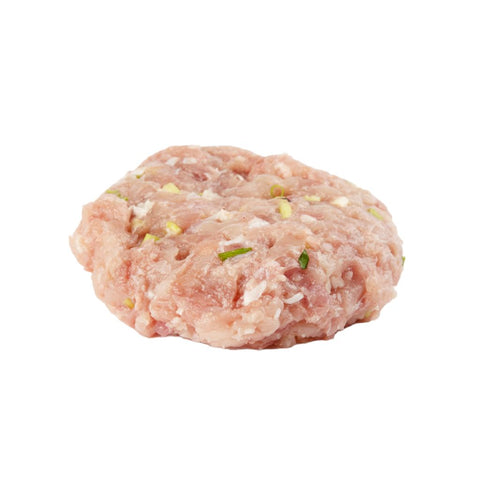 Handmade at Ribeyes, our poultry burgers are famous for not only the high quality ingredients but also being very fresh. We use a mixture on 70% white breast meat and 30% dark leg meat. Note: All poultry burgers are made with panko to maintain the burger's shape when cooking. 7 oz each.
