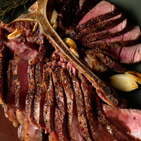 Tuscan Porterhouse Steak with Red Wine Peppercorn Jus