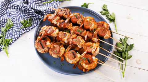Cajun Butter Shrimp & Sausage Skewers