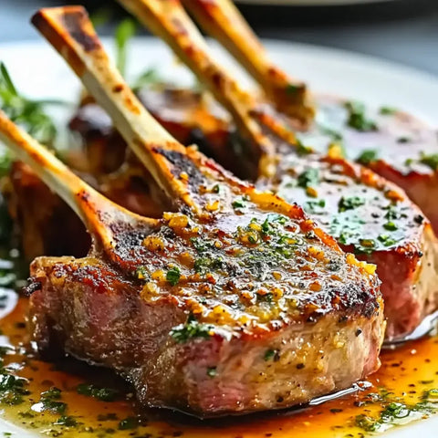 Garlic Roasted Rack of Lamb with Butter Sauce