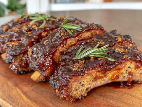 Tender Smoked BBQ Ribs with Cherry Bourbon Glaze