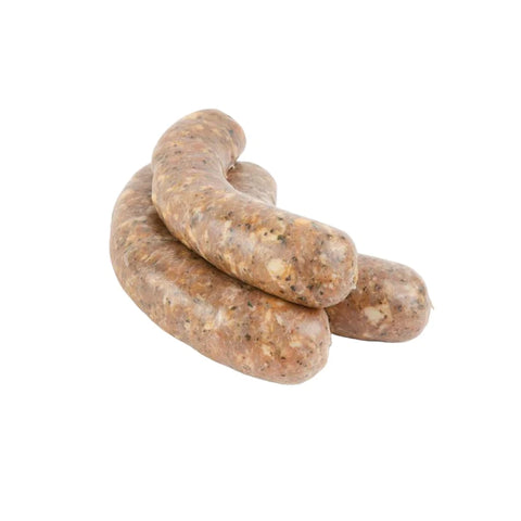 Handmade at Ribeyes, our wide variety is ever changing. Using only fresh pork shoulder and leg, our sausages are filled with traditional recipes and high quality ingredients. Note: we ONLY use Canadian natural pork or lamb casings.  Average size 6 oz.